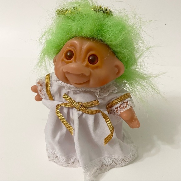 Vintage Dam Troll Angel Green Hair Doll - Picture 16 of 16